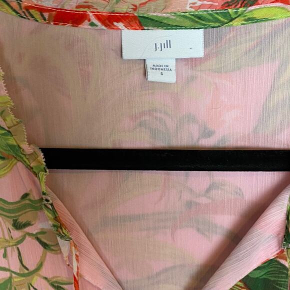 J. Jill Pink Tropical Floral 3/4 sleeve Tunic or Mini Dress Small - Picture 6 of 9